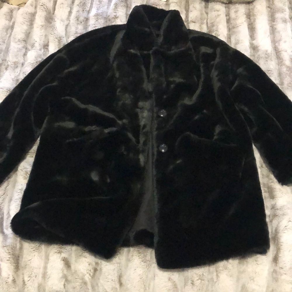 Zara Black Faux Flur Coat